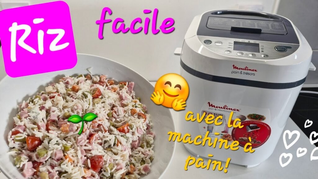 Photographie d'une salade de riz réalisée à la machine à pain et trésors de Moulinex grâce à sa fonction : cuisson du riz