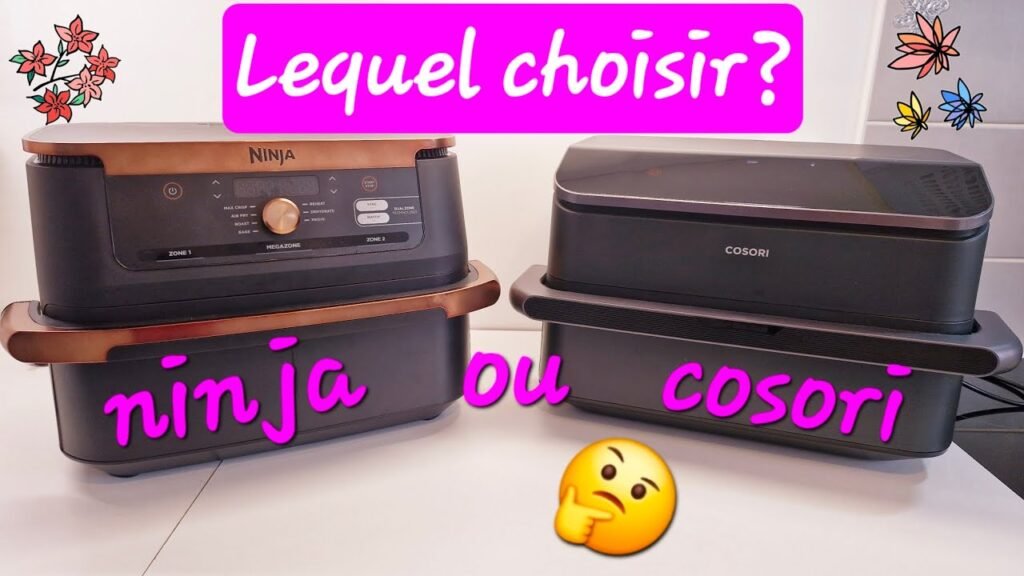 Photographie de deux airfryers de grandes capacités le Cosori Twinfry et le Ninja Foodi Flex