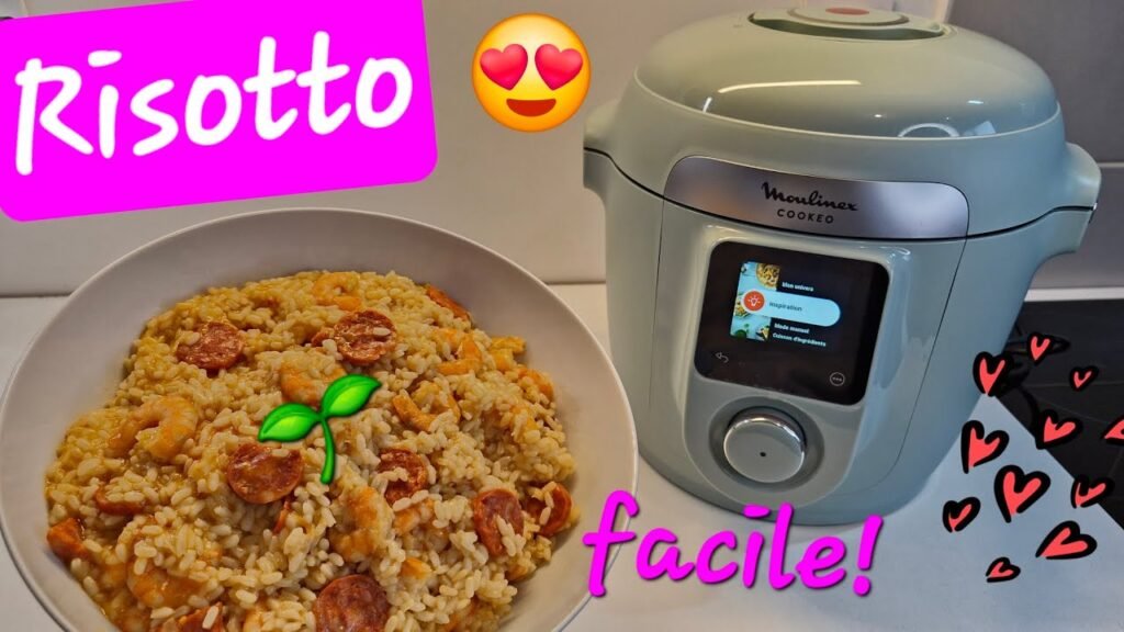Photographie d'un risotto facile aux crevettes réalisé avec le cookeo de Moulinex