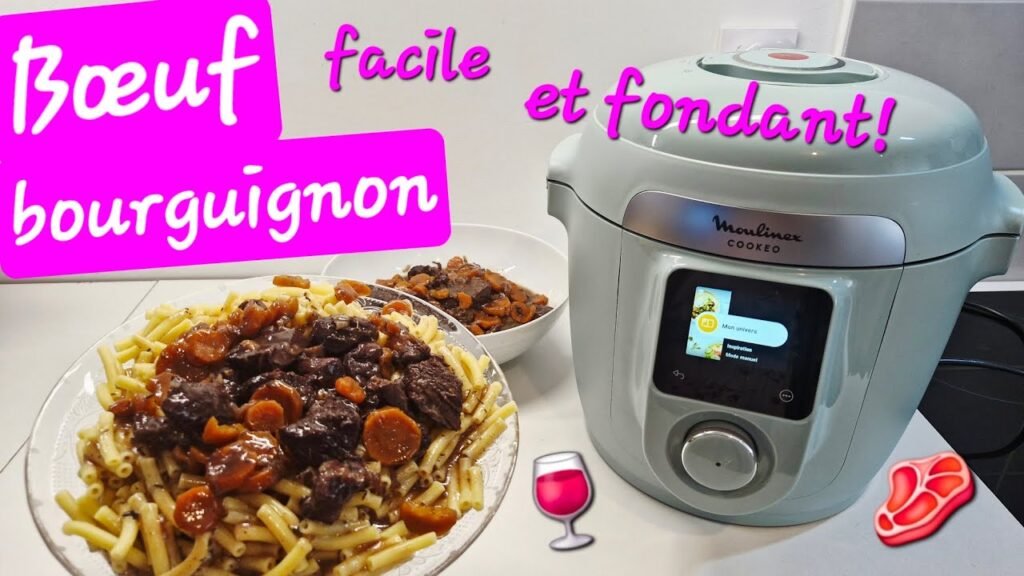 Photographie de ma recette de Bœuf Bourguignon réalisé facilement au cookeo de Moulinex