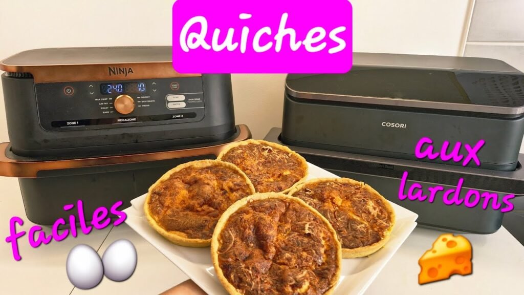 Photographie de belles quiches aux lardons individuelles réalisées à l'airfryer