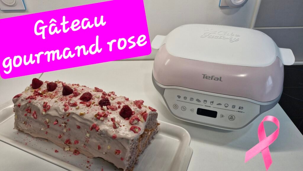 Photographie d'un Gâteau rose au chocolat blanc et framboises réalisée avec le Cake Factory Infinity de Tefal