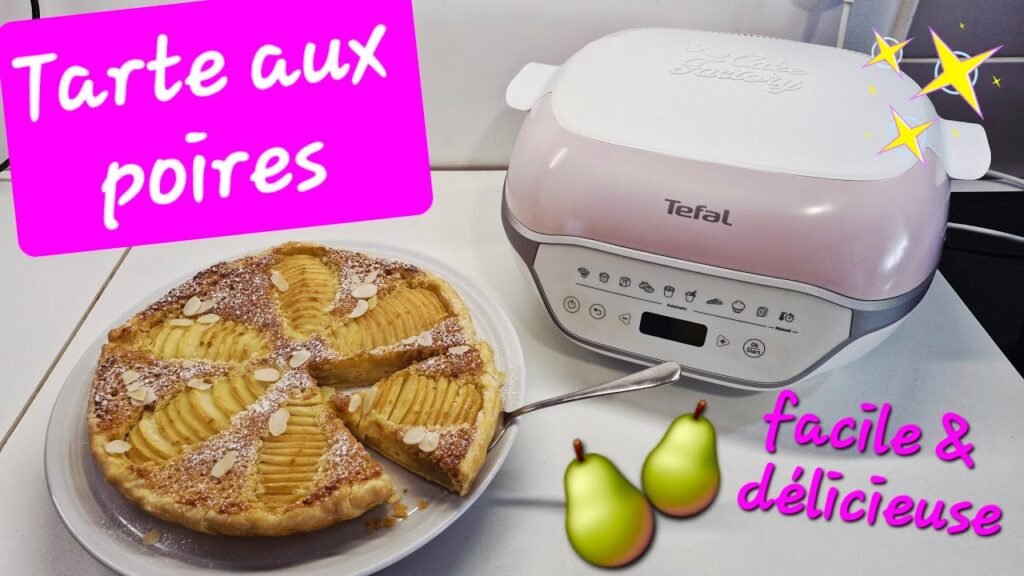 Photographie d'une très belle tarte aux poires réalisée à l'aide du Cake Factory Infinity de Tefal