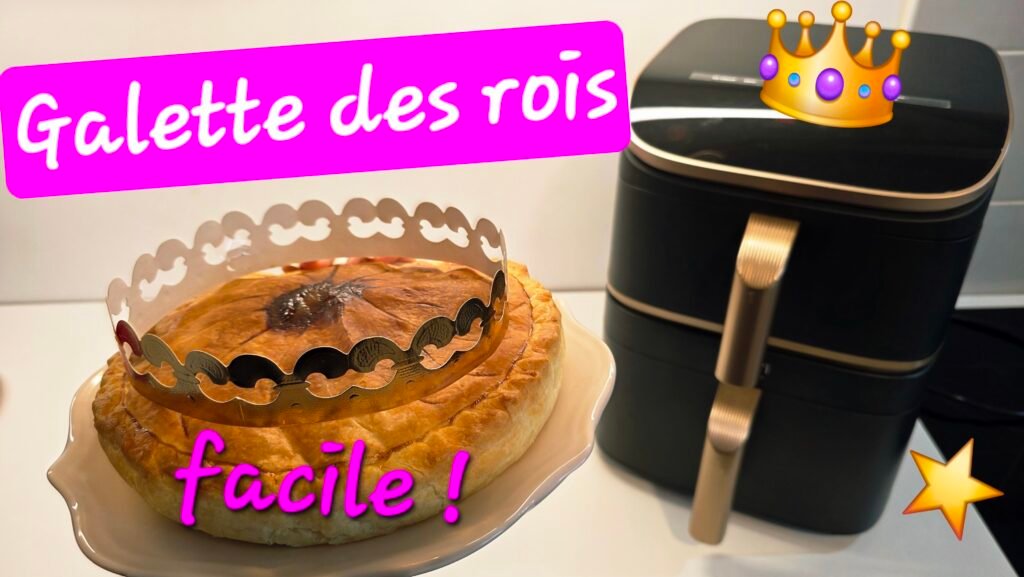 Photographie d'une jolie Galette des Rois réalisée à l'airfryer en moins de 30 minutes.