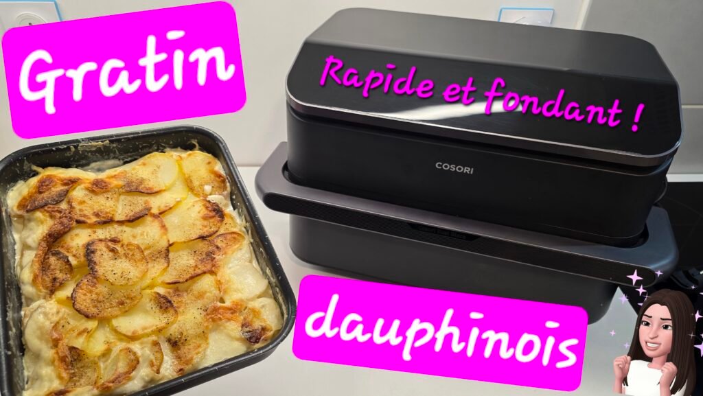 Photographie d'un délicieux gratin utra crémeux réaliser facilement et rapidement à l'airfryer ici le Twinfry de Cososri
