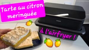 photographie d'une belle tarte au citron meringuée réalisée à l'airfryer