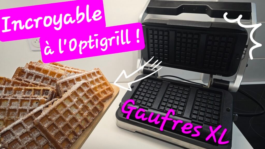 Photographie de gaufres parfaites réalisées avec le robot pâtissier Kenwood GO et cuites avec l'Optigrill 4en1 XL