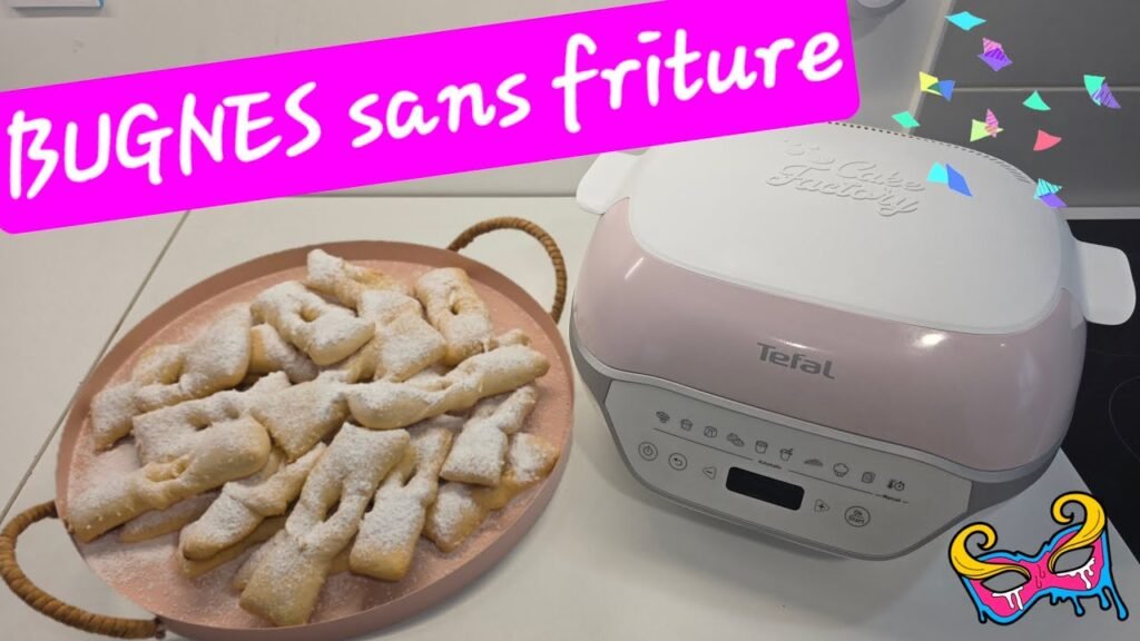 Photographie de bugnes stéphanoises moelleuses et épaisses réalisées dans le cake factory infinity de Tefal