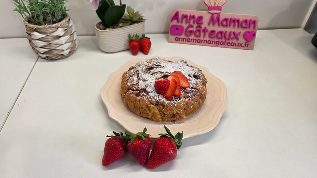 Gâteau moelleux aux fraises réalisé à l'airfryer Twinfry de COSORI