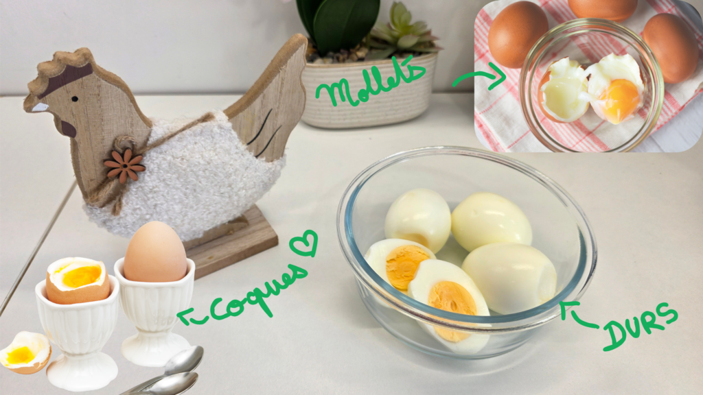Œufs cuits de différentes manière à l'airfryer : durs, à la coques ou mollets