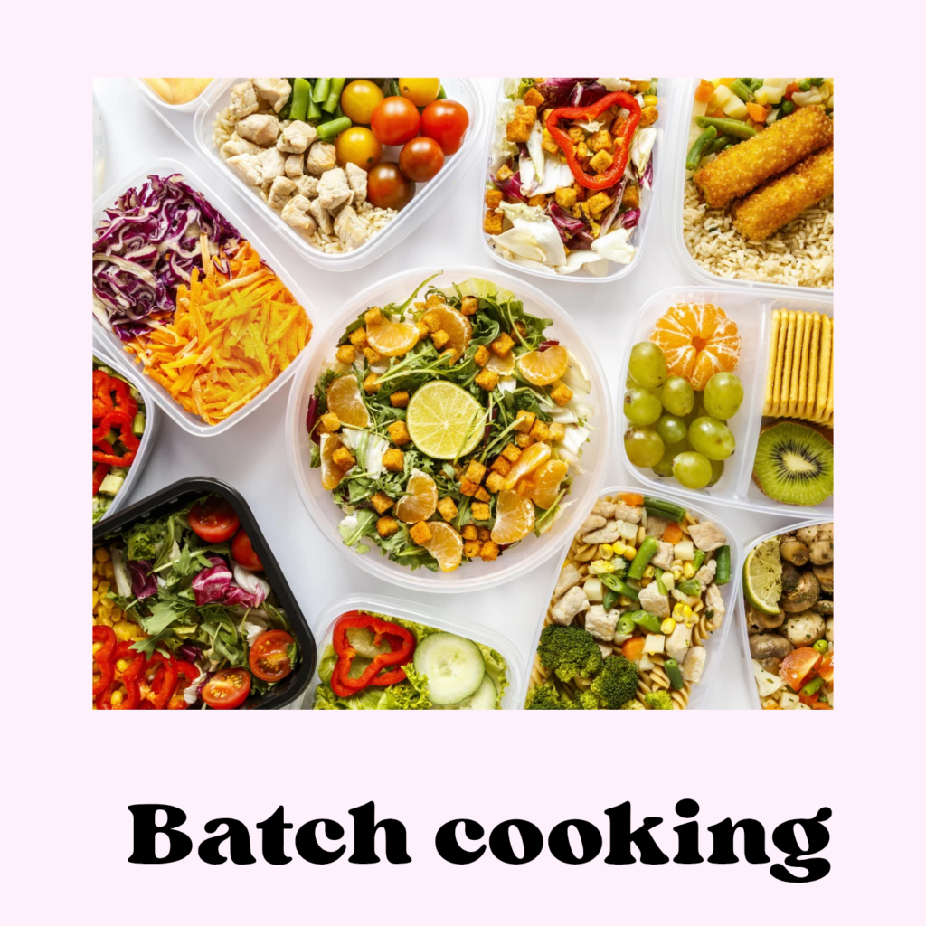 Recettes spéciales batch cooking, meal prep de repas et de goûters.