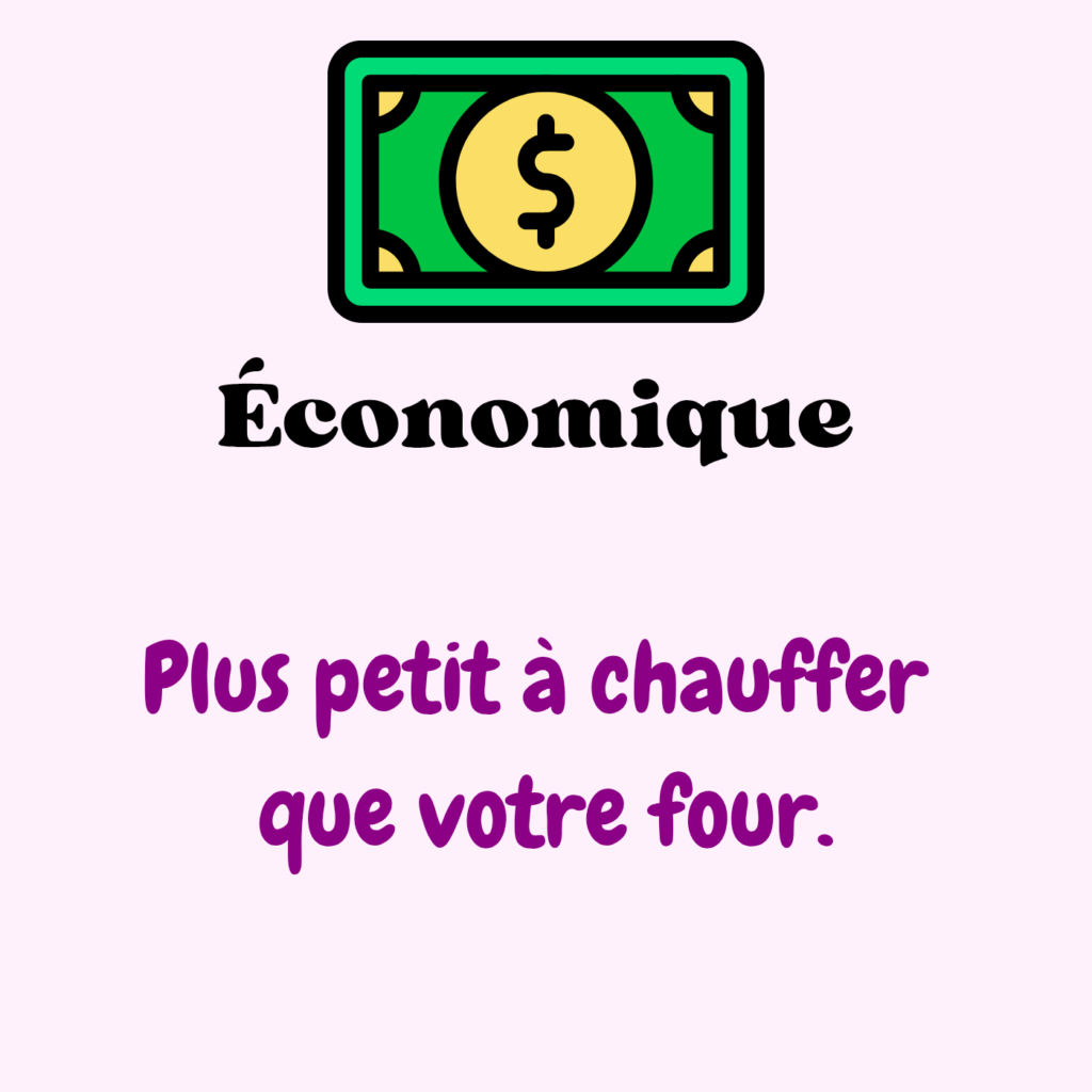 Le Cake factory infinity est économique car il n'a pas besoin de préchauffage et sa cavité est plus petite à chauffer par rapport à un four traditionnel.