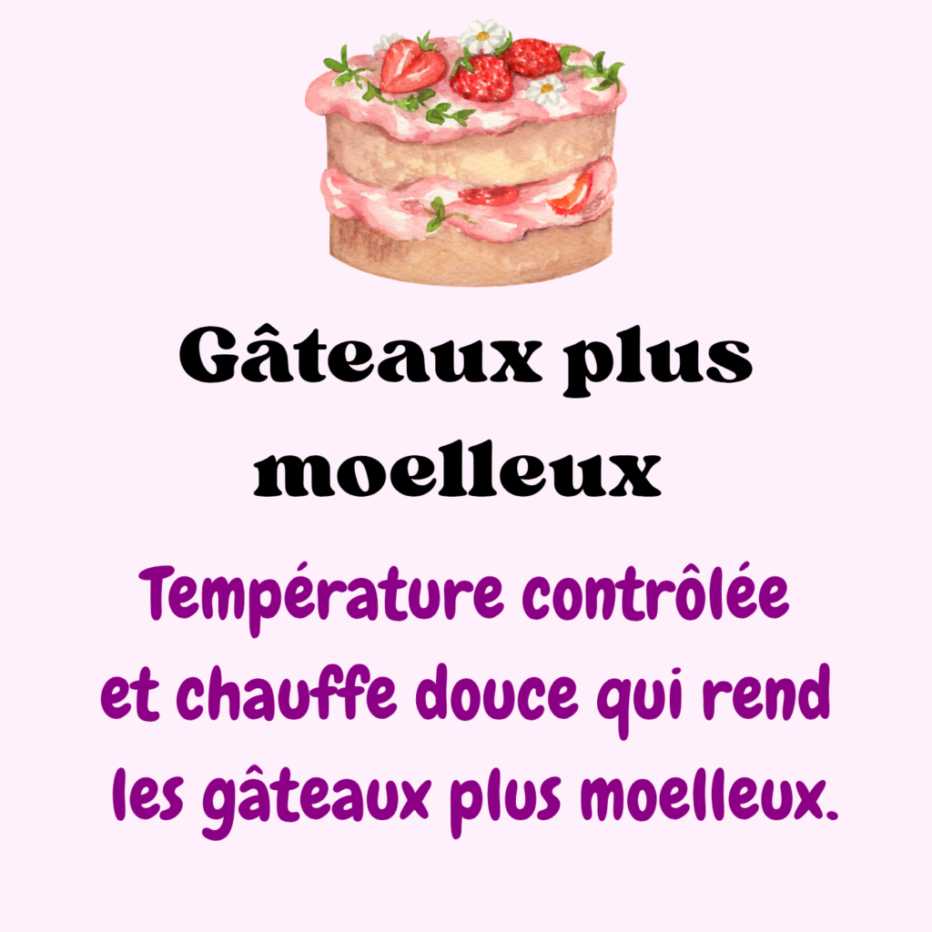 La cuisson automatique avec une gestion de la température parfaite pour obtenir les meilleurs résultats avec des gâteaux moelleux incomparables.